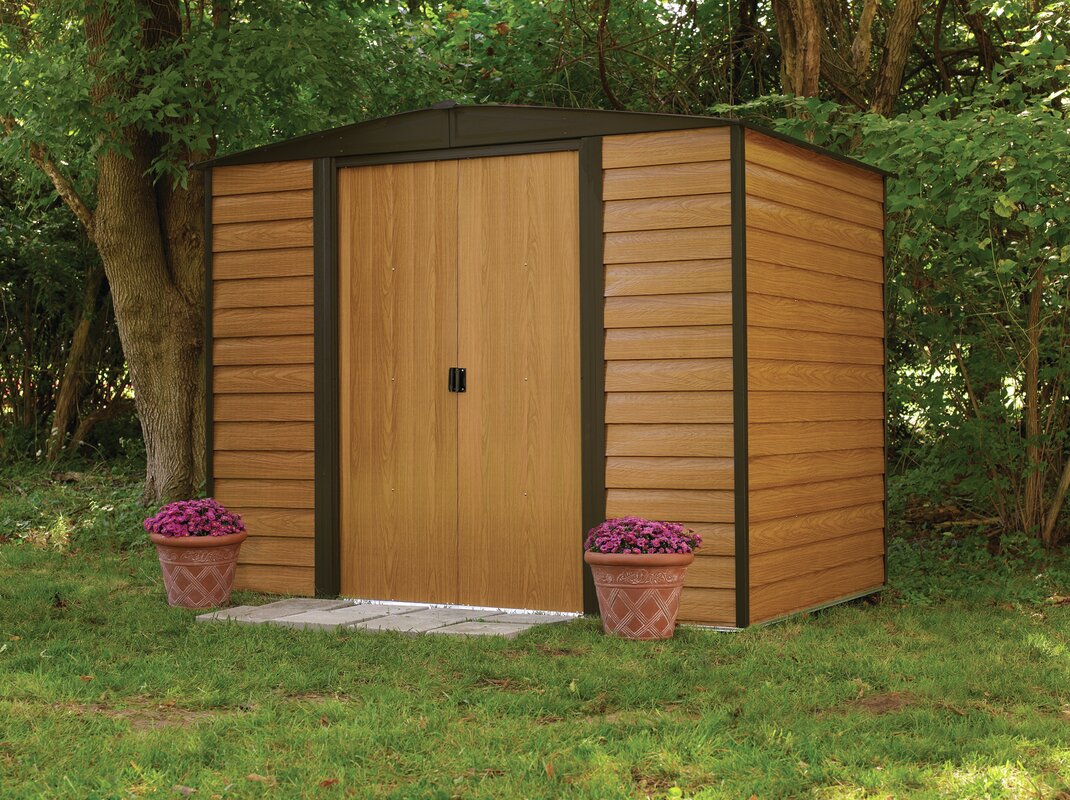 rowlinson woodvale 8 ft. w x 6 ft. d metal storage shed